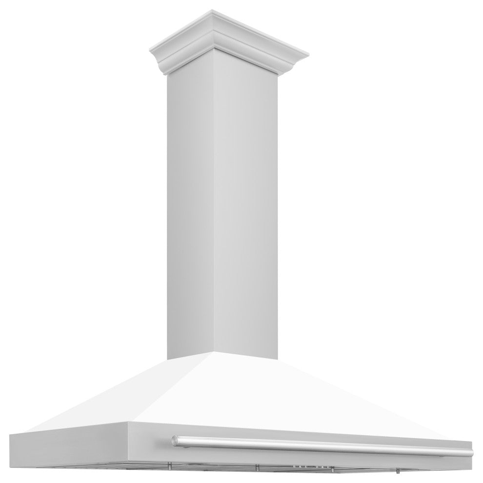 48" Stainless Steel Range Hood, White Matte Shell and Stainless Steel