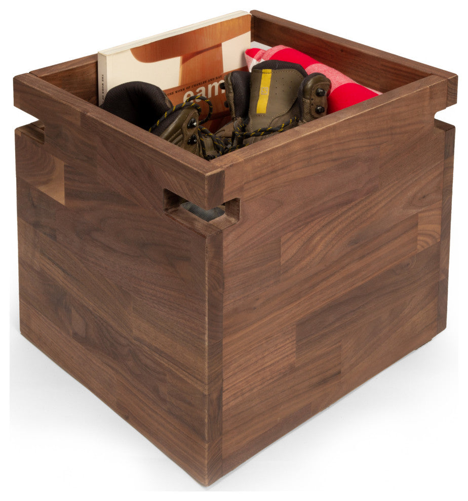 Zuma Wood Storage Box, Solid Walnut, Natural Finish