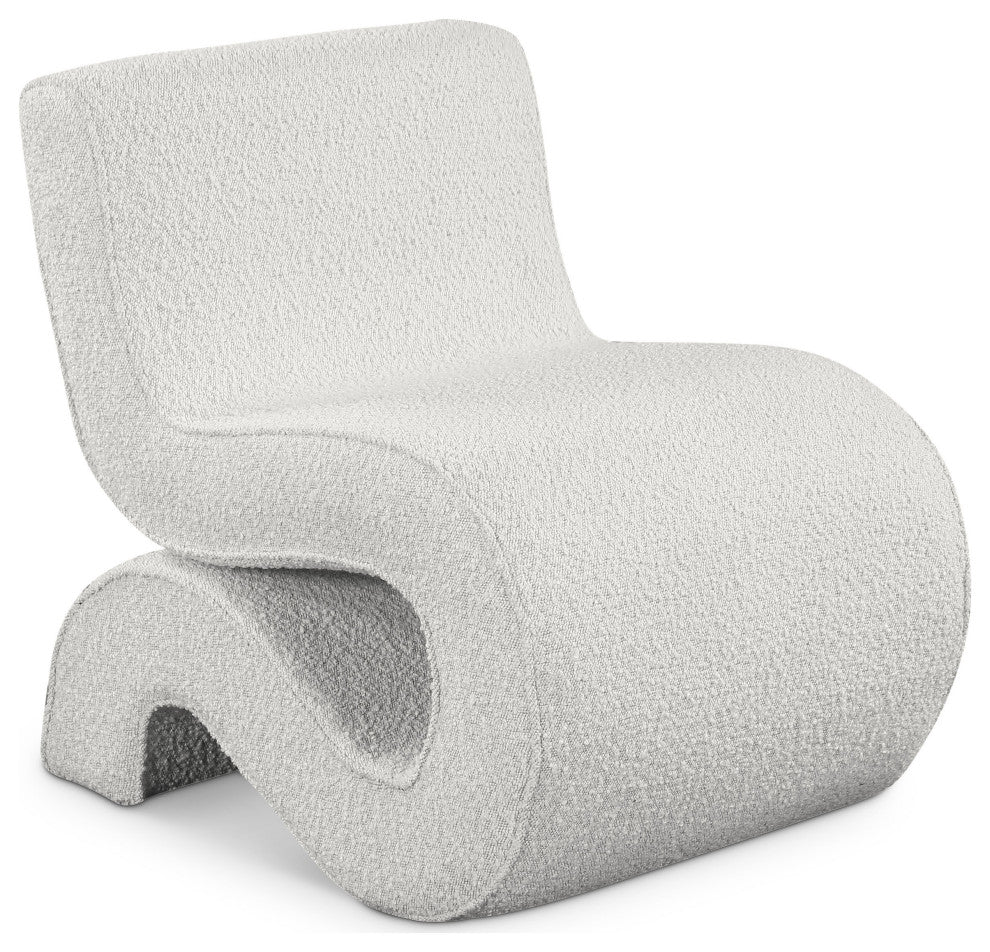 Desiree Boucle Fabric Upholstered Accent Chair, Cream