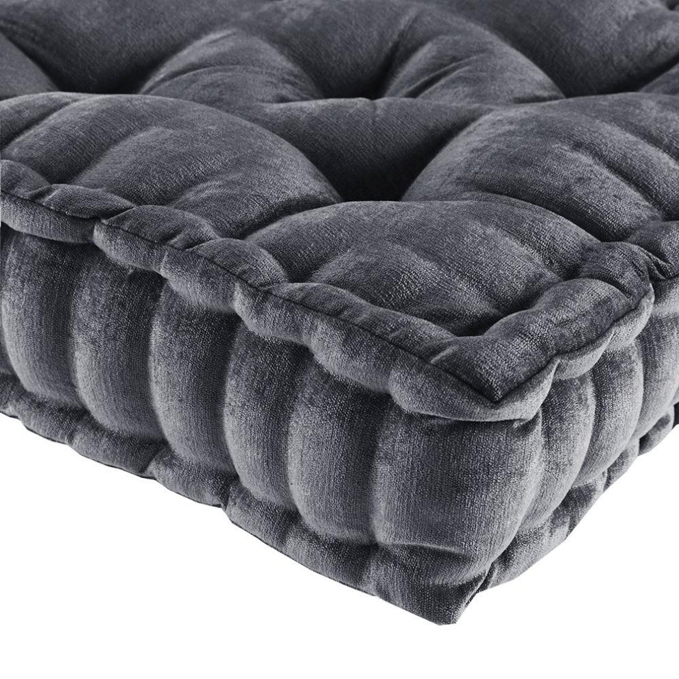 Charcoal Chenille Square Floor Pillow Cushion, Belen Kox