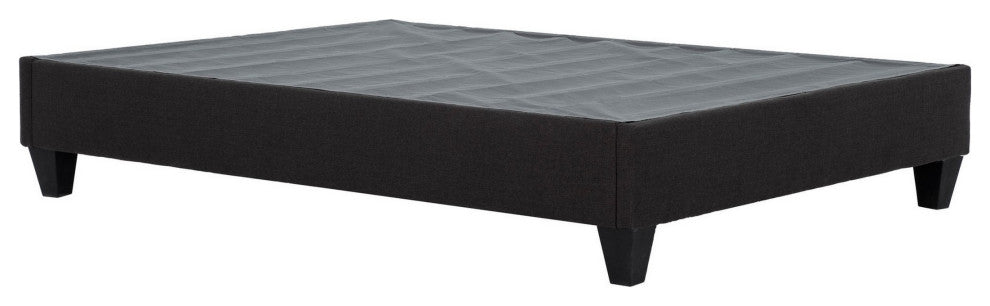 Benzara BM286472 Cleo Full Size Bed Frame, Solid Wood, Soft Dark Gray Linen