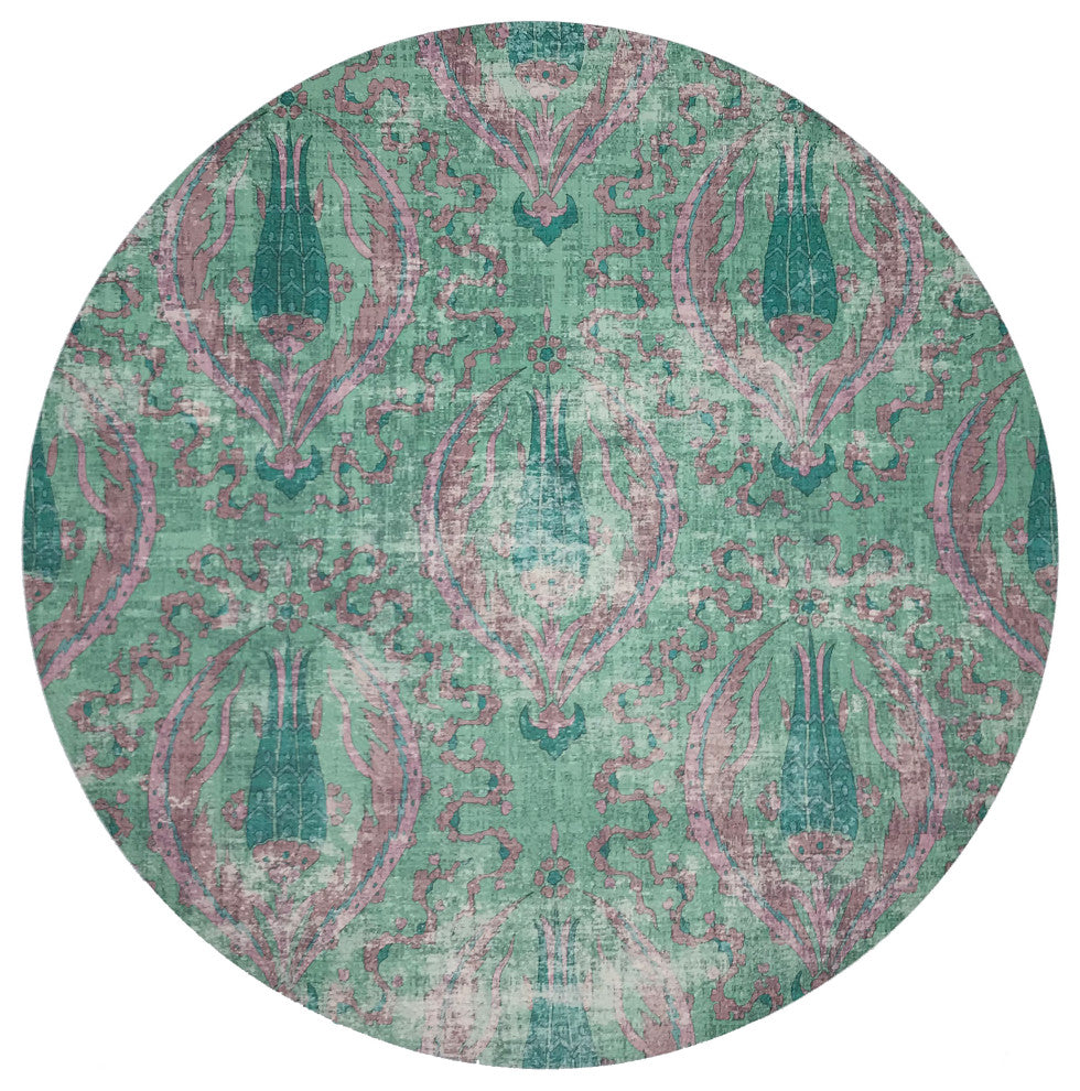 Byzantine Jewel Green 16" Round Pebble Placemat, Set of 4
