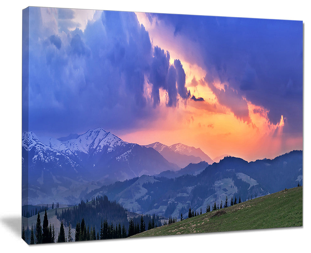 "Sunny Spring Evening Panorama" Oversized Landscape Wall Art Print, 20"x12"