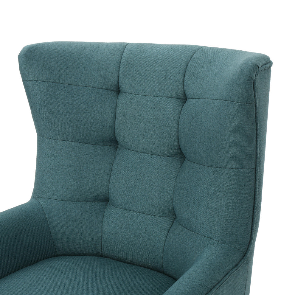 GDF Studio Temescal Mid Century Modern Dark Teal Fabric Club Chair, Dark Teal
