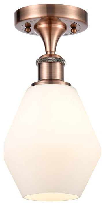 Innovations 516-1C-AC-G651-6-LED 1-Light Semi-Flush Mount, Antique Copper