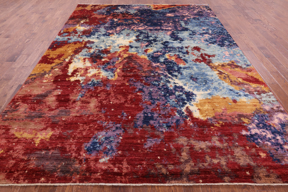 9' 0" X 11' 8" Hand Knotted Modern Abstract Wool Rug - Q12414
