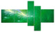 Green Fractal Thunder Sky, Abstract Wall Art Canvas, 60"x32", 5 panels