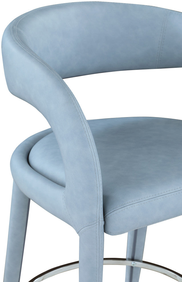 Sylvester Faux Leather Stool, Light Blue