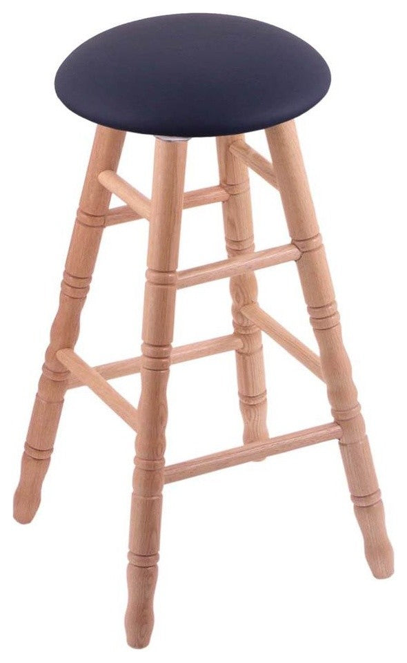 Holland Bar Stool, Oak Round Cushion Bar Stool, Turned Legs