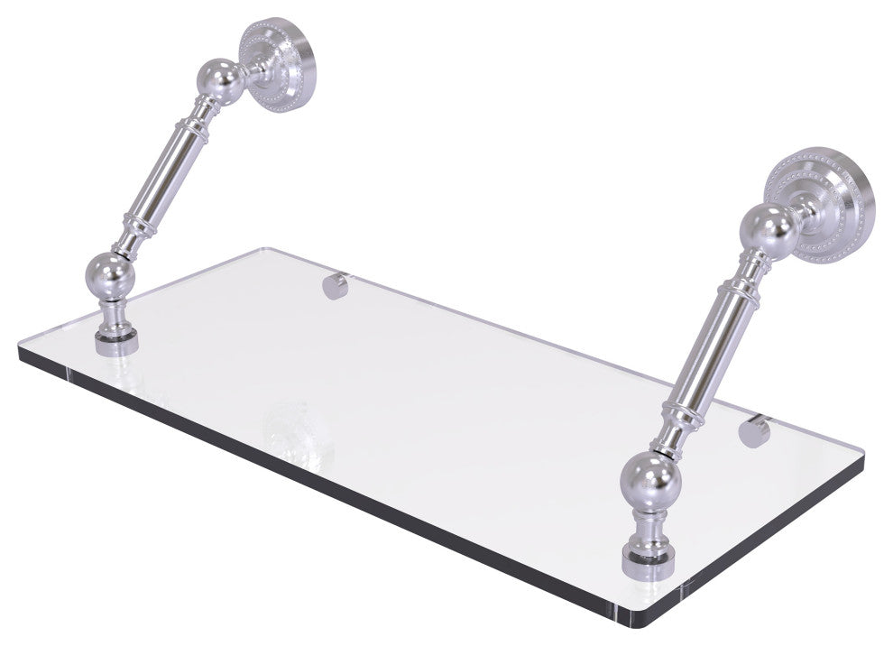 Dottingham 18" Floating Glass Shelf, Satin Chrome