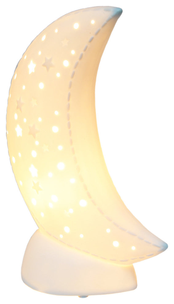 Simple Designs Porcelain Moon Shaped Table Lamp