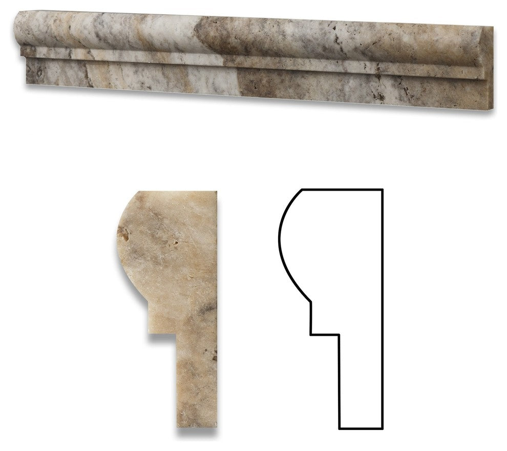 Philadelphia Travertine Honed OG-1 Chair Rail Molding Trim