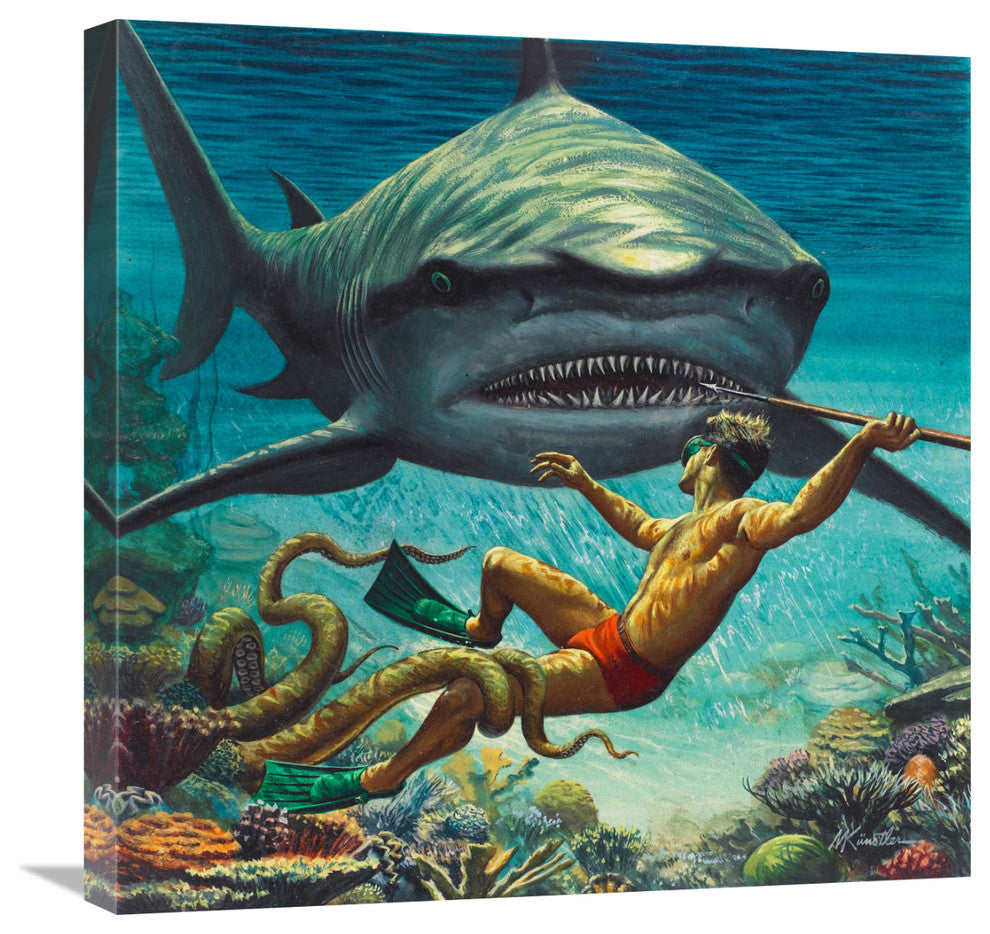 "I Fought the Sea Killer" Stretched Canvas Giclee by Mort Kunstler, 24x24"