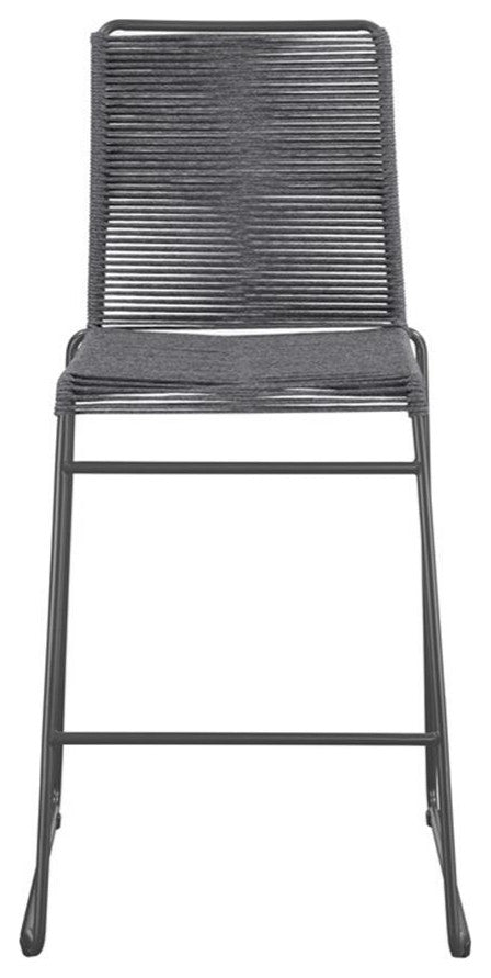 Pemberly Row Contemporary Metal Bar Stools with Footrest in Charcoal