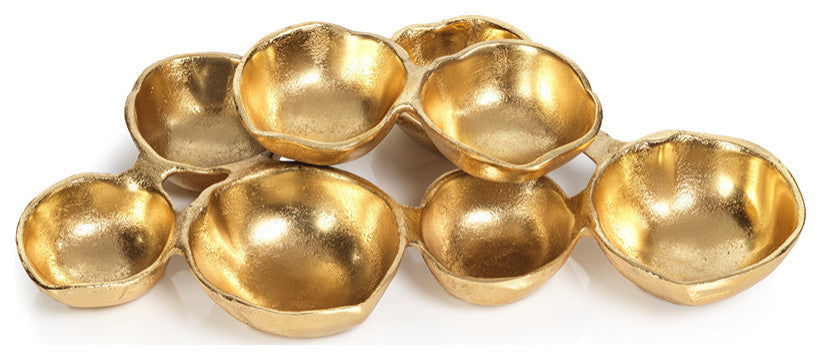 Ohanna Cluster of 8 Serving Bowls, Gold