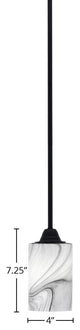 Paramount Mini Pendant, Matte Black, 4" Onyx Swirl Glass