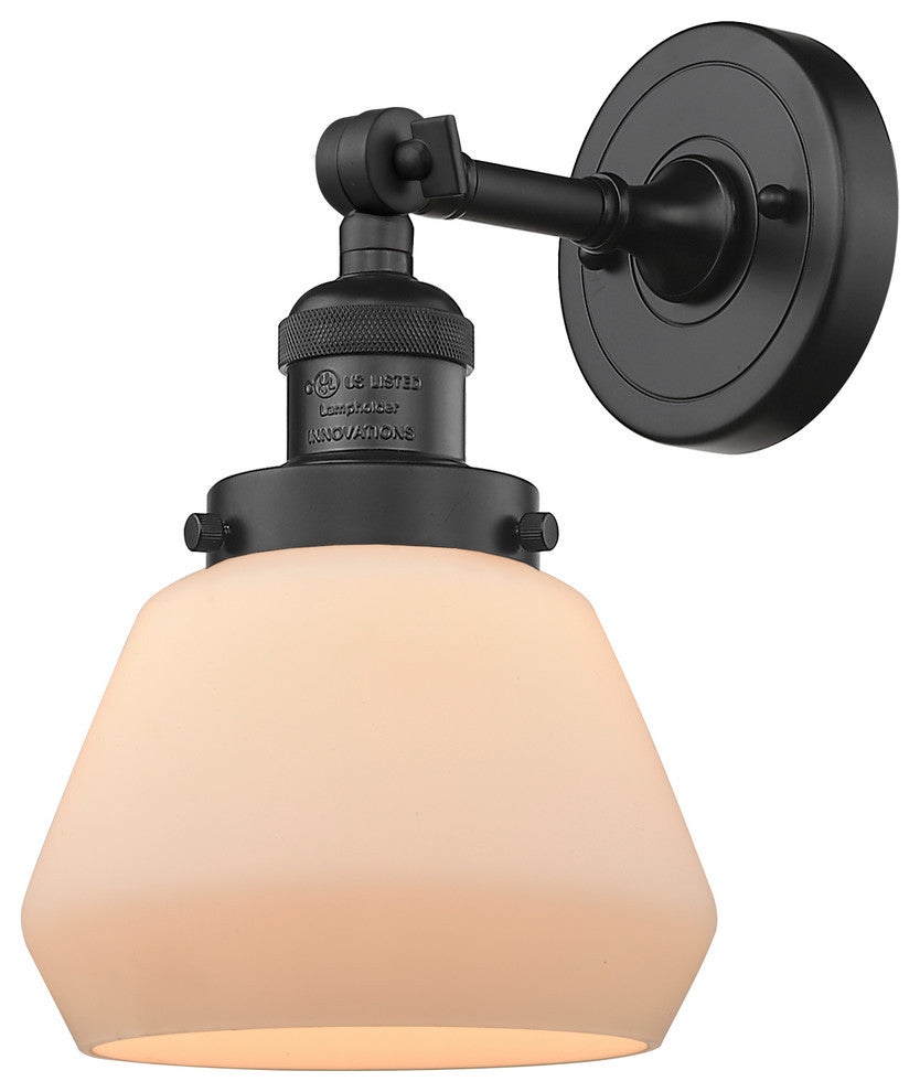 Fulton 1-Light Sconce, Matte White Cased Glass, Matte Black