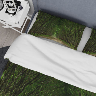 Pathway in Thick Green Forest Landscape Duvet Cover, Twin