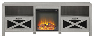 Abilene 70" Rustic Farmhouse Fireplace TV Stand - Stone Grey