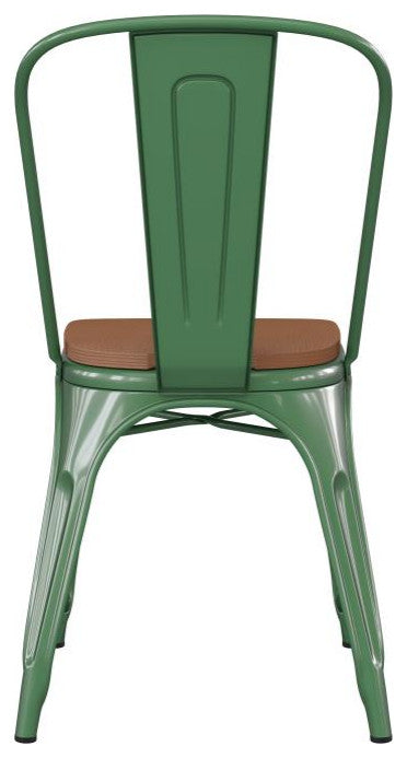 Perry Commercial Grade Metal Indoor-Outdoor Stackable Chair w/All-Weather Seat,