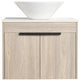Wall-Mounted Bath Vanity, White Oak, White Ceramic Vessel Sink