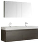 Mezzo 60" Gray Oak Wall Hung Double Sink Modern Bathroom Vanity, FFT1041BN