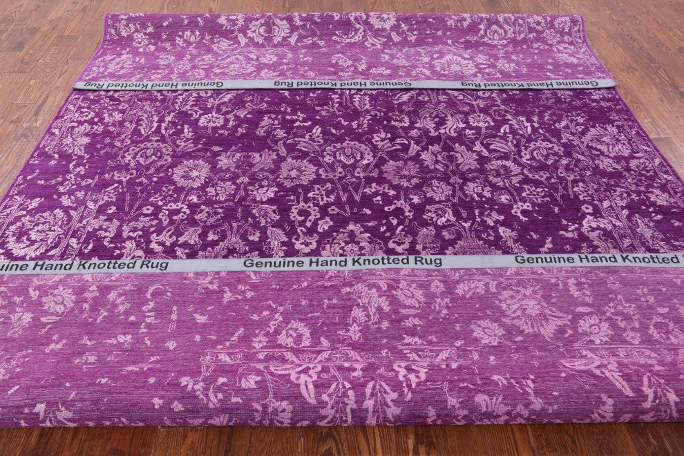 8' 11" X 12' 3" Persian Wool and Silk Hand Knotted Rug Q11762