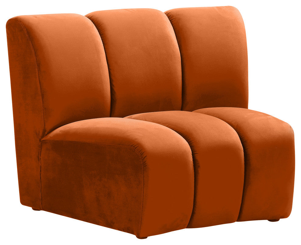 Infinity Channel Tufted Velvet Modular Chair, Cognac, 1 Piece