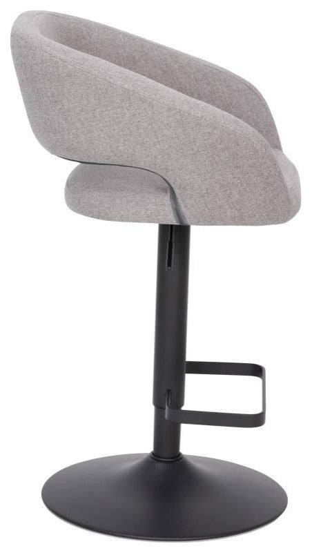 Erik Contemporary Vinyl Adjustable Height Barstool with Rounded Mid-Back, Gray F