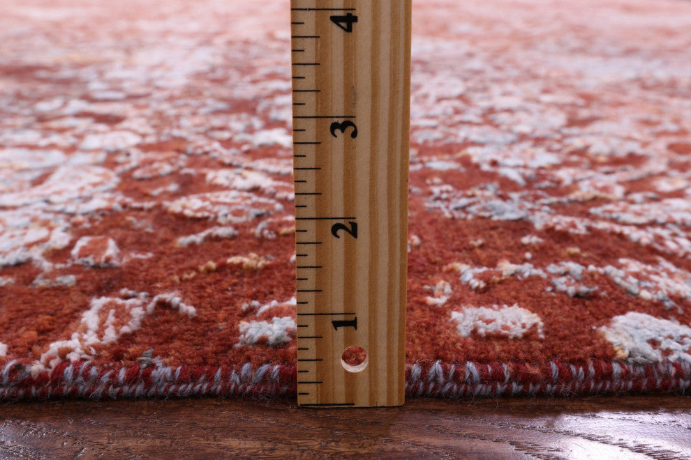 8' 11" X 12' 3" Wool and Silk Modern Handmade Rug Q12085
