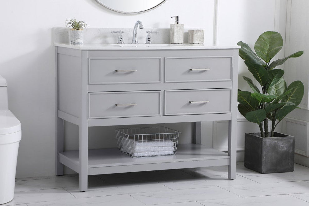 Skylar 42" Single Bathroom Vanity, Gray, With Backsplash
