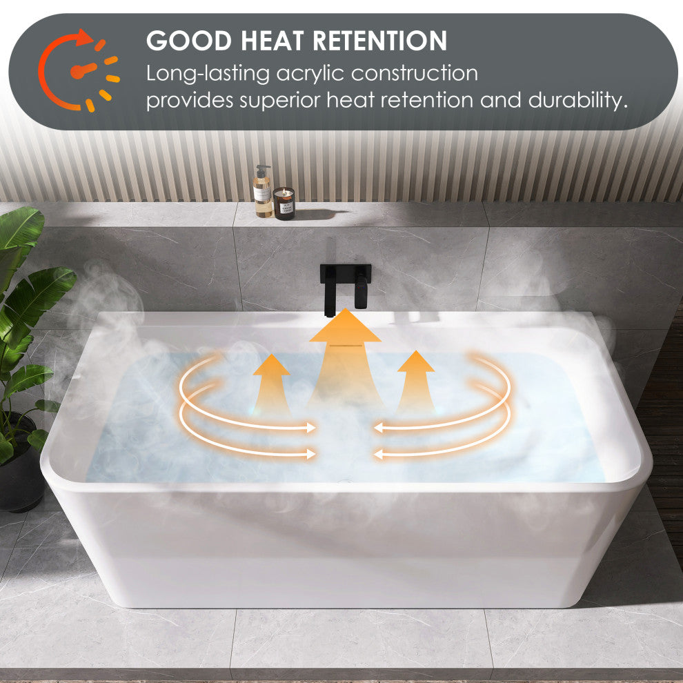 Lilac Flat Bottom Freestanding Acrylic Soaking Bathtub