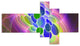 Blue Green Fractal Virus Design, Abstract Art on Canvas, 60"x32", 5 panels