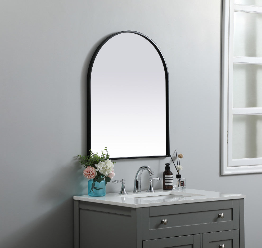 Metal Frame Arch Mirror 24X30 Inch, Black