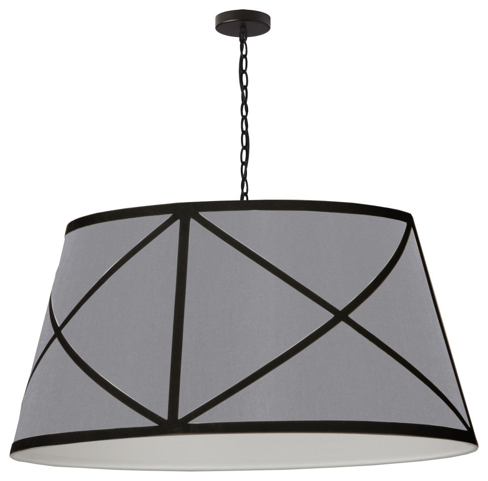 Gray & Black Transitional Pendant With Matte Black Metal