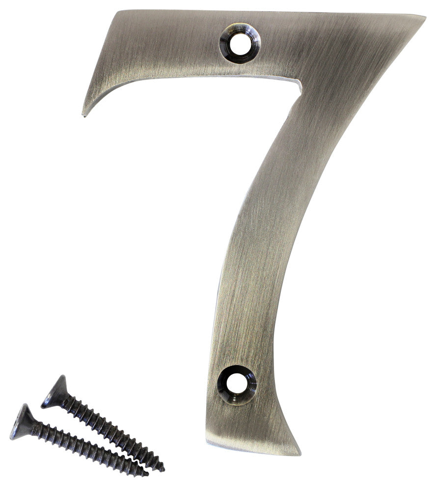RCH Hardware Brass Modern House Number, 3-Inch, Various Finishes, Antique Nickel