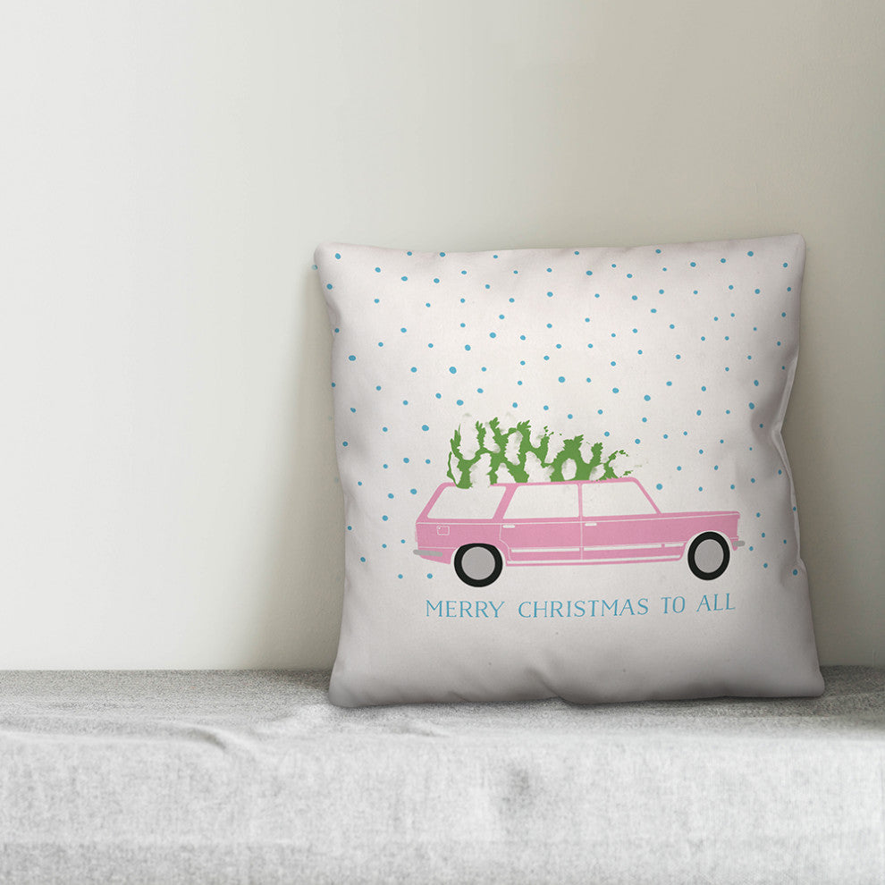 Christmas Station Wagon 20"x20" Throw Pillow