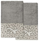 Linum Home Turkish Cotton April 2-Piece Embellished Hand Towel Set, Dark Gray