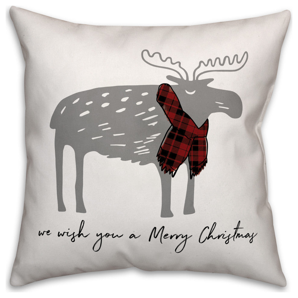 We Wish you a Merry Christmoose 18x18 Spun Poly Pillow