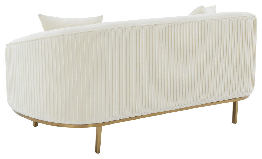 Michelle Cream Velvet Pleated Loveseat
