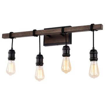 Hilary 4-light Antique Black and Faux Wood Grain Wall Sconce