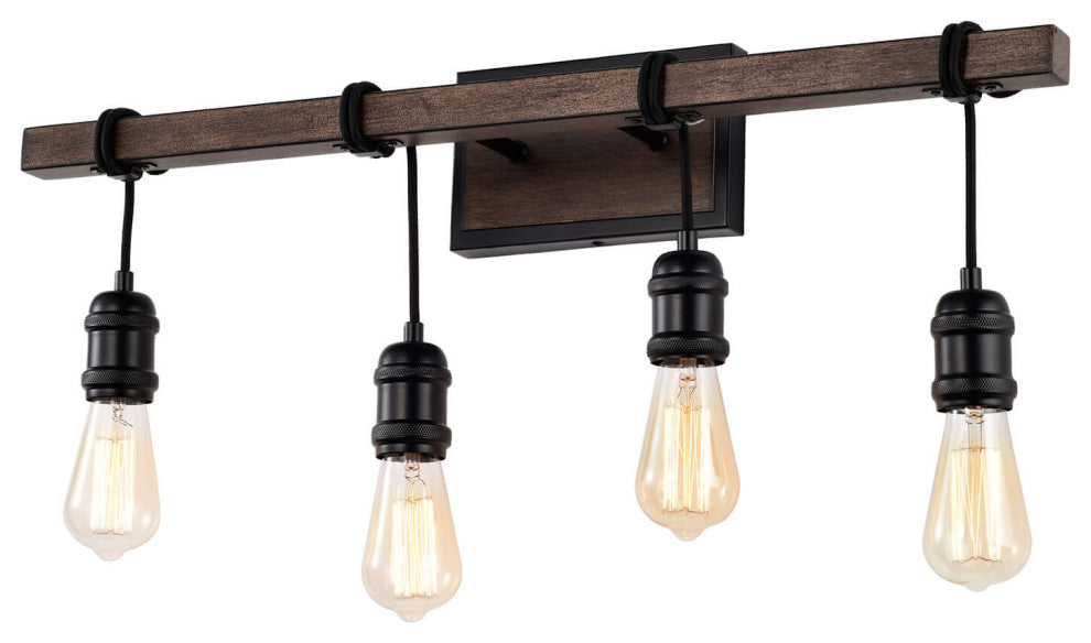 Hilary 4-light Antique Black and Faux Wood Grain Wall Sconce