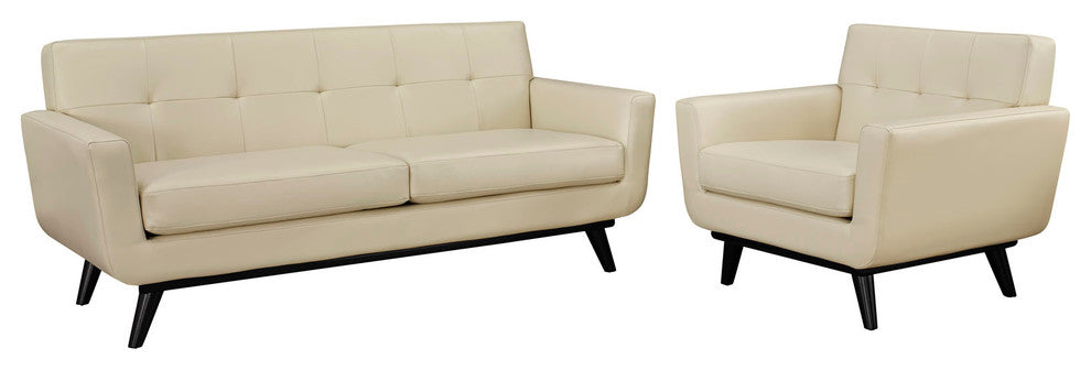 Modern Beige Engage 2 Piece Leather Living Room Set