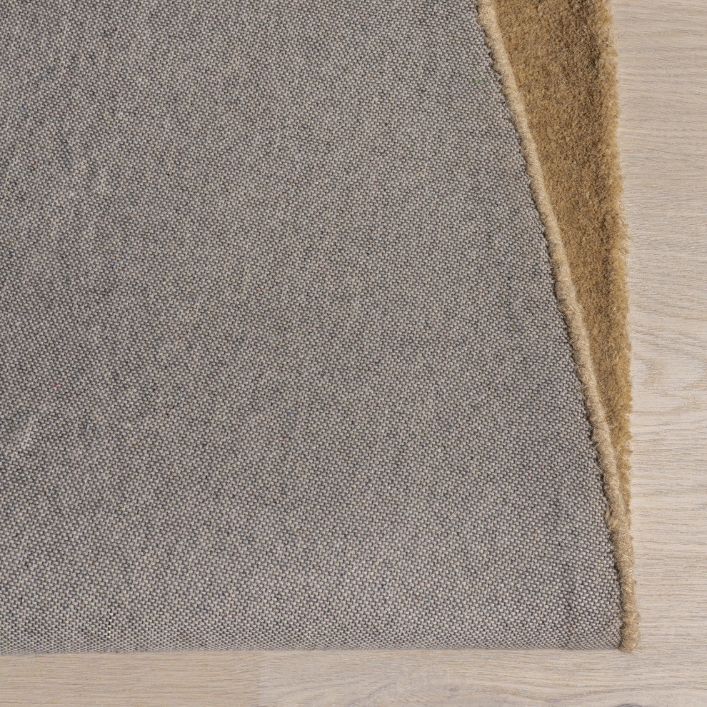 Frenshe Interiors x RugsUSA Venace Abstract Wool Rug, Brown 4' x 6' Shaped