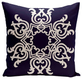 Floral Motif Decorative Pillow, Spring Navy, 16"x16"