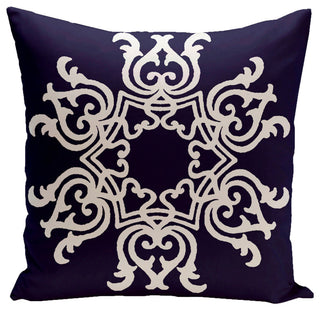 Floral Motif Decorative Pillow, Spring Navy, 16"x16"