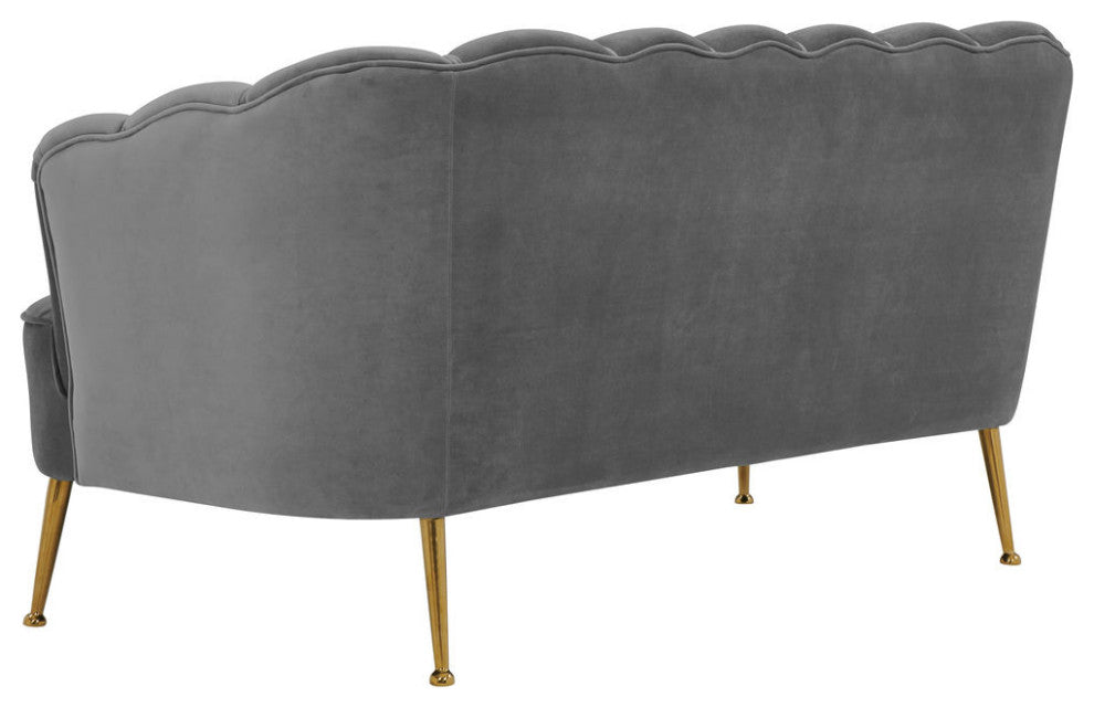 TOV Furniture Daisy Grey Velvet Settee