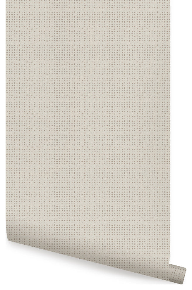 Burlap Hash Pattern Peel and Stick Vinyl Wallpaper, Desert Taupe, 24"w X 108"h