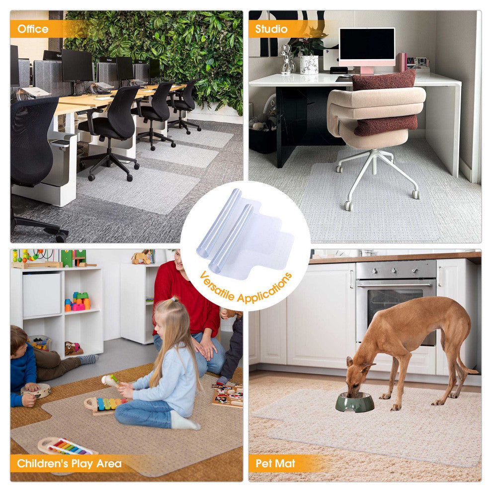 Yescom 2 Pack Office Chair Mat for Carpet 36"x48" PVC Floor Mat with Lip