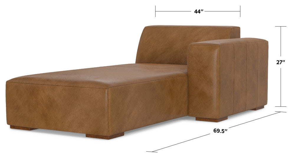 Rex Right Chaise Sofa Module in Genuine Leather